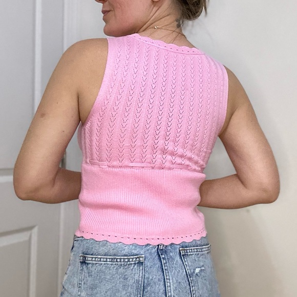 Victorian Pointelle Knit Tank Top - Picture 3 of 4